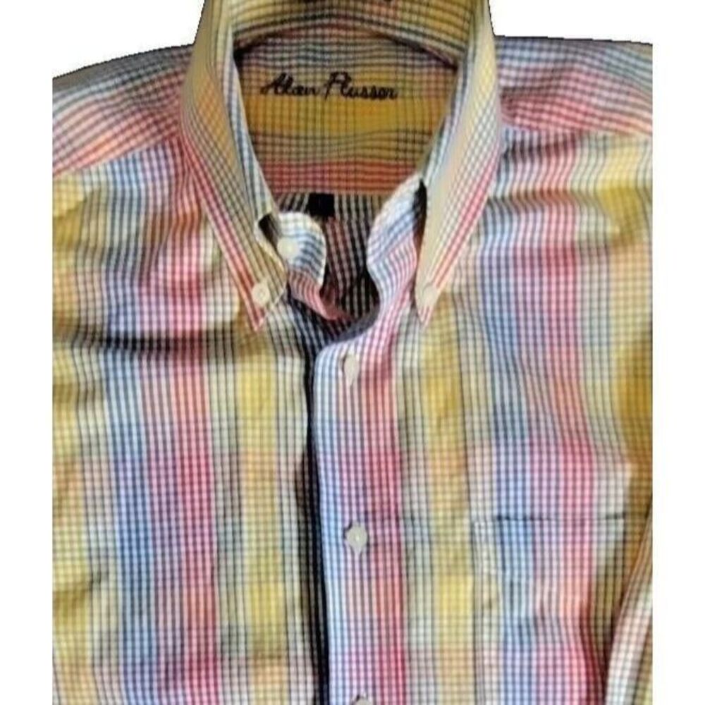 Alan Flusser Multicolor Mens Large Long Sleeve Button Up Shirt